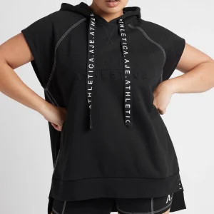 Shop Aje ATHLETICA Classic Longline Short Sleeve Hoodie 404 Black/White