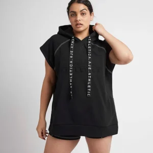 Shop Aje ATHLETICA Classic Longline Short Sleeve Hoodie 404 Black/White