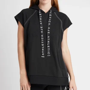 Shop Aje ATHLETICA Classic Longline Short Sleeve Hoodie 404 Black/White