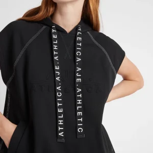 Shop Aje ATHLETICA Classic Longline Short Sleeve Hoodie 404 Black/White