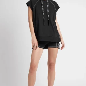 Shop Aje ATHLETICA Classic Longline Short Sleeve Hoodie 404 Black/White