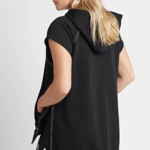 Shop Aje ATHLETICA Classic Longline Short Sleeve Hoodie 404 Black/White