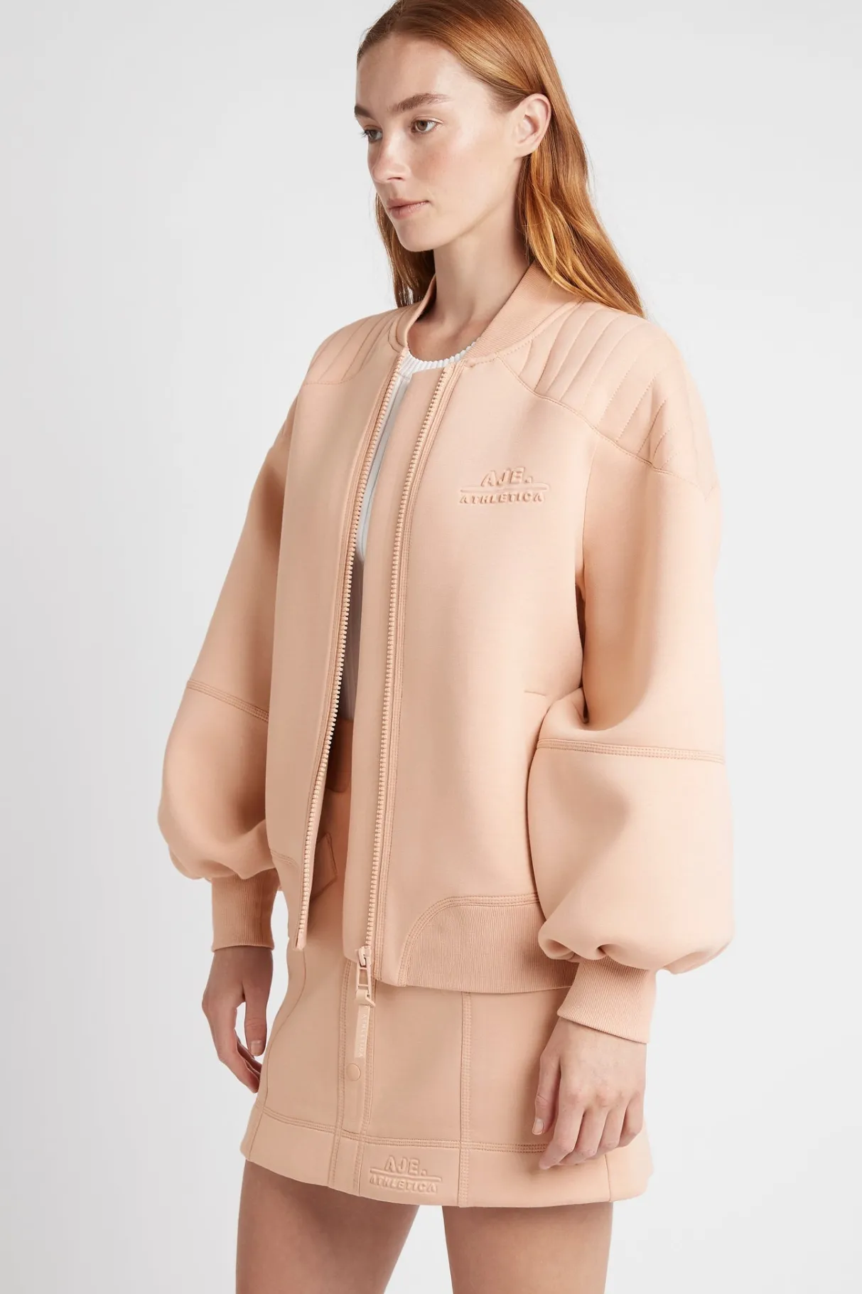 classic_spacer_knit_bomber_jacket__2.webp Sale Aje ATHLETICA Classic Spacer Knit Bomber Jacket 704 Sand