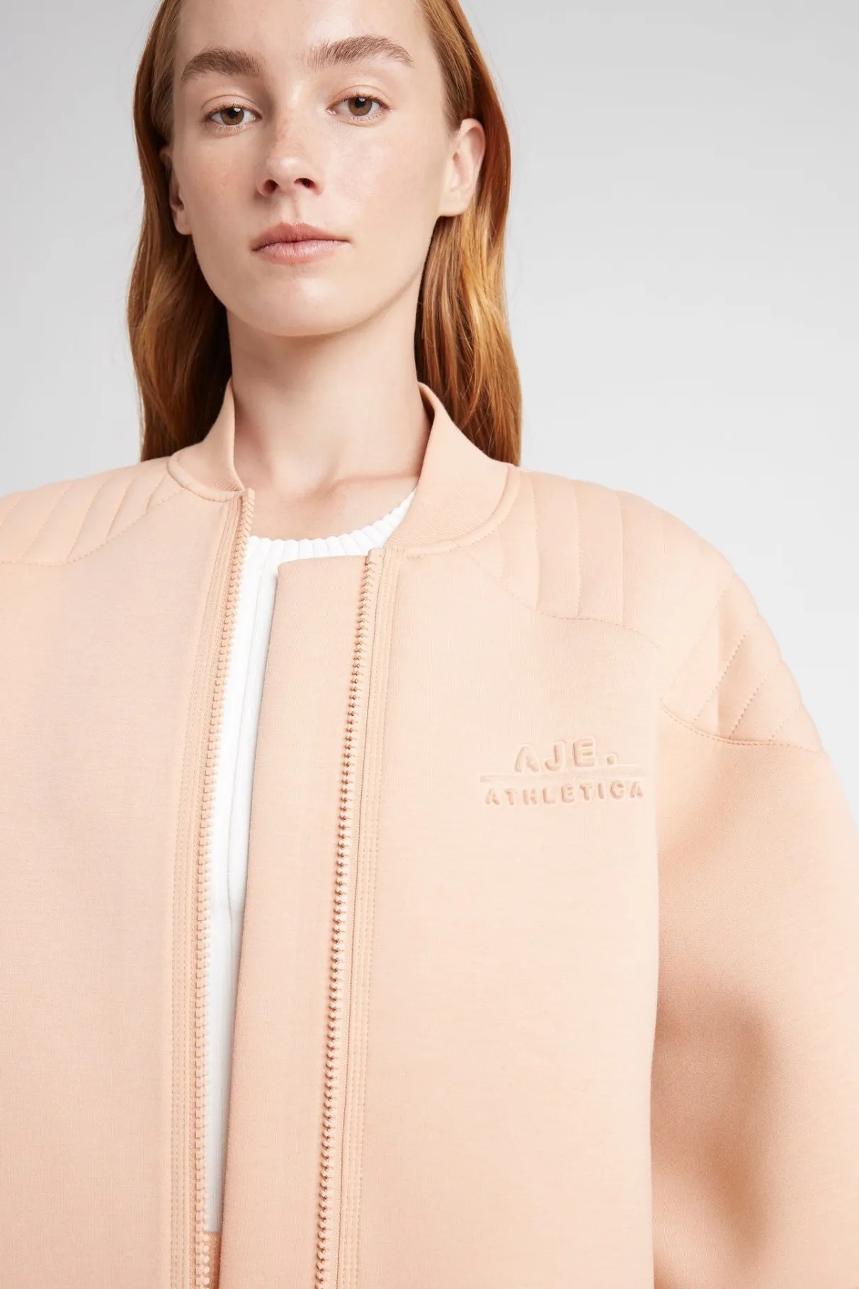 classic_spacer_knit_bomber_jacket__3.webp Sale Aje ATHLETICA Classic Spacer Knit Bomber Jacket 704 Sand