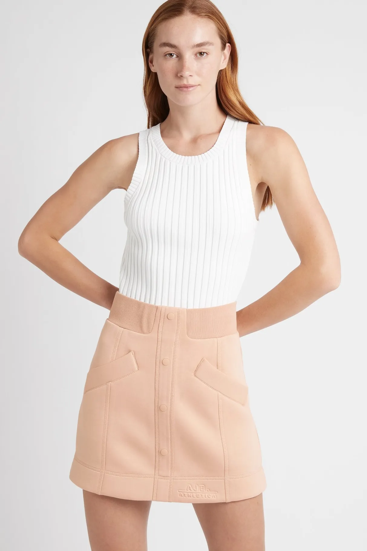 classic_spacer_knit_mini_skirt__0.webp Clearance Aje ATHLETICA Classic Spacer Knit Mini Skirt 609 Sand