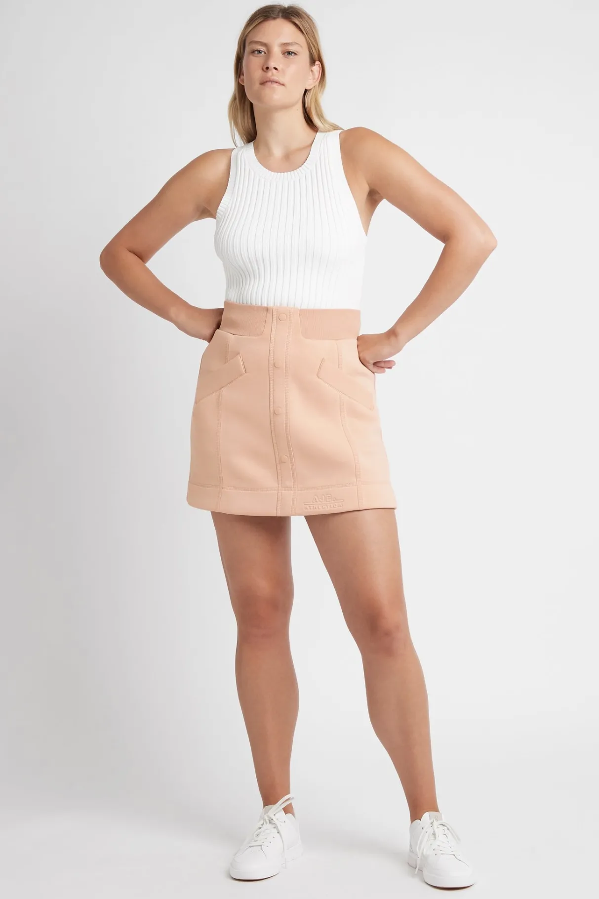 classic_spacer_knit_mini_skirt__10.webp Clearance Aje ATHLETICA Classic Spacer Knit Mini Skirt 609 Sand