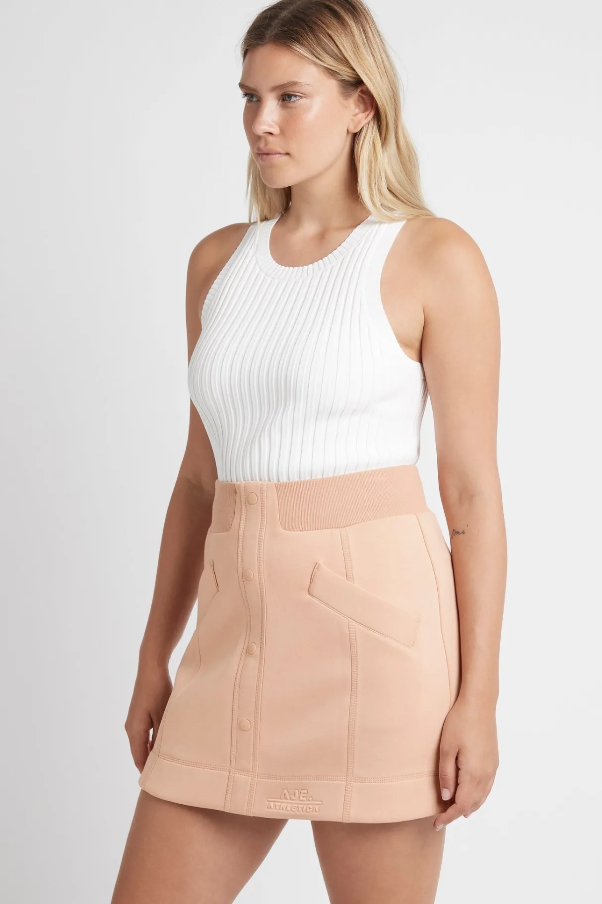 classic_spacer_knit_mini_skirt__7.webp Clearance Aje ATHLETICA Classic Spacer Knit Mini Skirt 609 Sand
