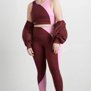 Store Aje ATHLETICA Colour Block Crop Top 336 Burnt Burgundy/Bonbon Pink