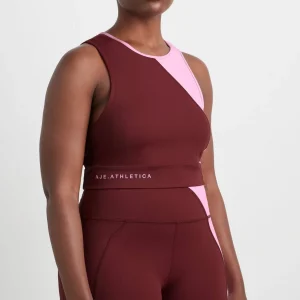 Store Aje ATHLETICA Colour Block Crop Top 336 Burnt Burgundy/Bonbon Pink