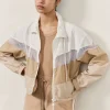 Best Aje ATHLETICA Colour Block Cropped Jacket 787 White/Natural Tan