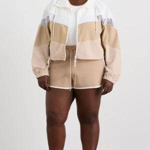 Best Aje ATHLETICA Colour Block Cropped Jacket 787 White/Natural Tan
