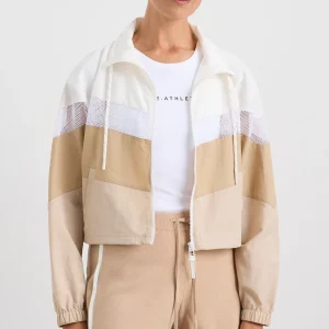 Best Aje ATHLETICA Colour Block Cropped Jacket 787 White/Natural Tan