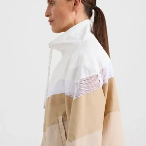 Best Aje ATHLETICA Colour Block Cropped Jacket 787 White/Natural Tan