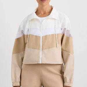 Best Aje ATHLETICA Colour Block Cropped Jacket 787 White/Natural Tan