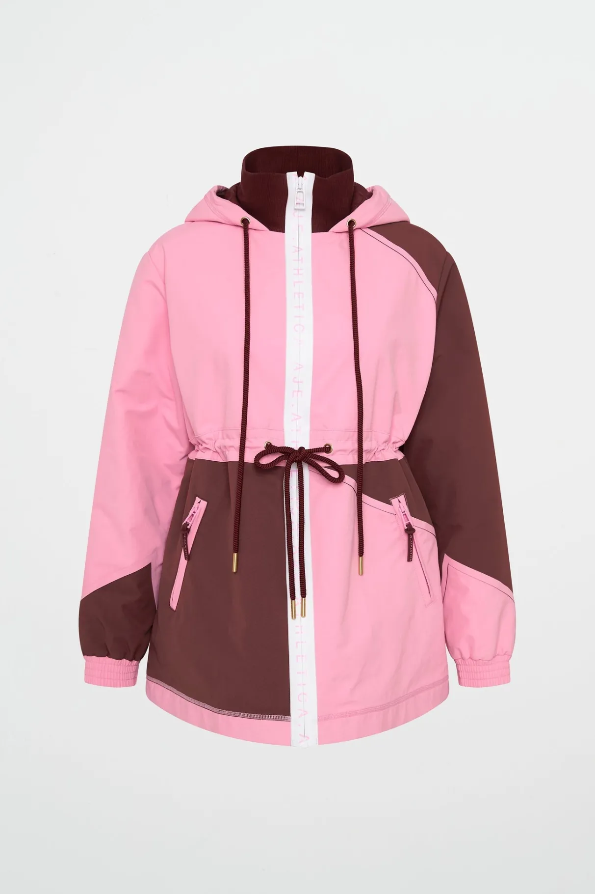 colour_block_long_jacket__1.webp Store Aje ATHLETICA Colour Block Long Jacket 731 Burnt Burgundy/Bonbon Pink