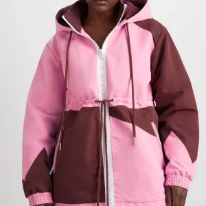 Store Aje ATHLETICA Colour Block Long Jacket 731 Burnt Burgundy/Bonbon Pink