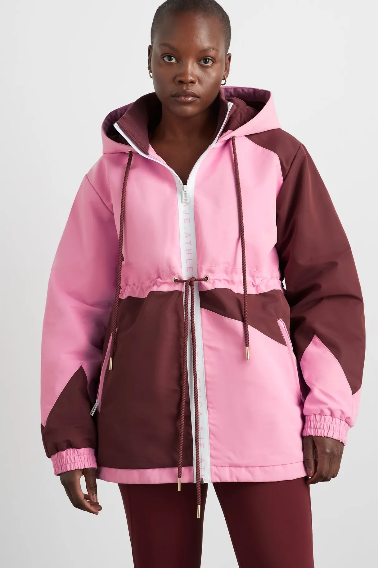 colour_block_long_jacket__5.webp Store Aje ATHLETICA Colour Block Long Jacket 731 Burnt Burgundy/Bonbon Pink