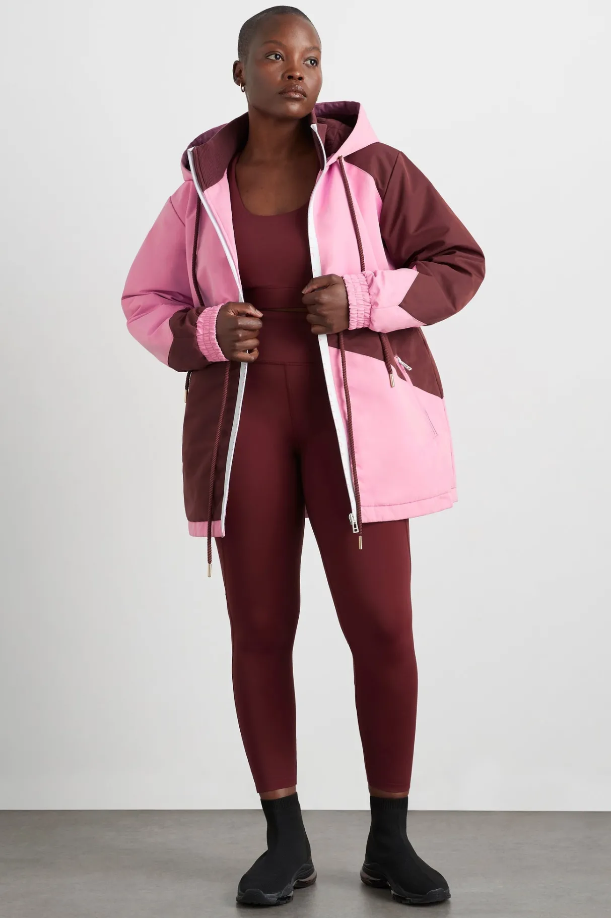 colour_block_long_jacket__6.webp Store Aje ATHLETICA Colour Block Long Jacket 731 Burnt Burgundy/Bonbon Pink