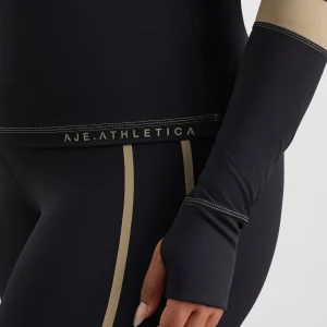 Shop Aje ATHLETICA Colour Blocked Quarter Zip 758 Black Soft Khaki