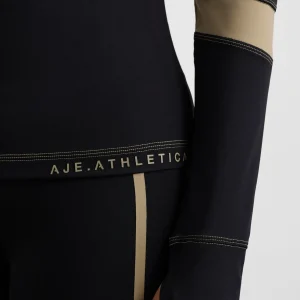 Shop Aje ATHLETICA Colour Blocked Quarter Zip 758 Black Soft Khaki