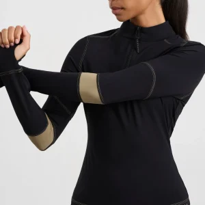Shop Aje ATHLETICA Colour Blocked Quarter Zip 758 Black Soft Khaki