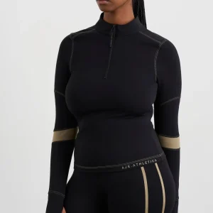 Shop Aje ATHLETICA Colour Blocked Quarter Zip 758 Black Soft Khaki
