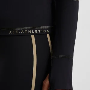 Shop Aje ATHLETICA Colour Blocked Quarter Zip 758 Black Soft Khaki