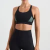 Fashion Aje ATHLETICA Contrast Adjustable Strap Sports Bra 321 Black Moss Green