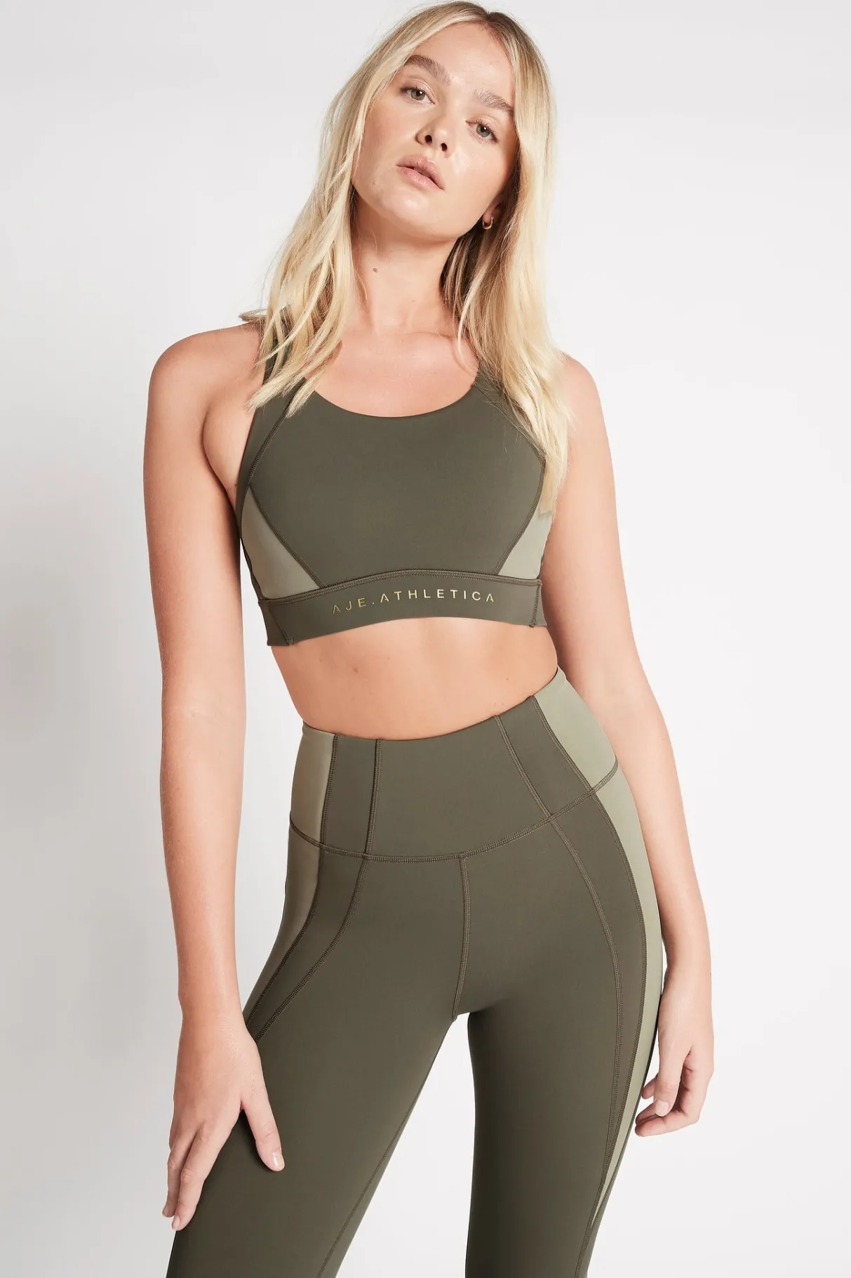 contrast_adjustable_strap_sports_bra__0.webp Sale Aje ATHLETICA Contrast Adjustable Strap Sports Bra 321 Forest Green/Sage