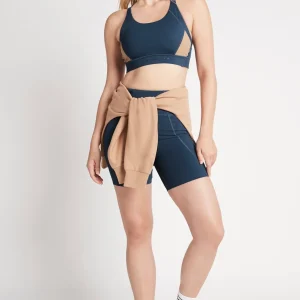 Hot Aje ATHLETICA Contrast Adjustable Strap Sports Bra 321 Midnight Blue/Beige