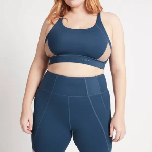 Hot Aje ATHLETICA Contrast Adjustable Strap Sports Bra 321 Midnight Blue/Beige