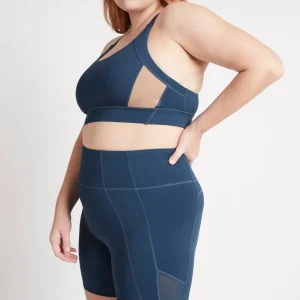 Hot Aje ATHLETICA Contrast Adjustable Strap Sports Bra 321 Midnight Blue/Beige