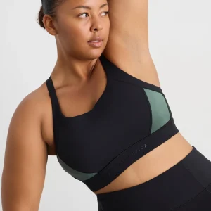 Fashion Aje ATHLETICA Contrast Adjustable Strap Sports Bra 321 Black Moss Green