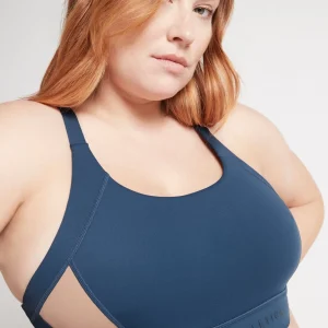Hot Aje ATHLETICA Contrast Adjustable Strap Sports Bra 321 Midnight Blue/Beige