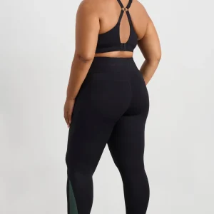 Fashion Aje ATHLETICA Contrast Adjustable Strap Sports Bra 321 Black Moss Green