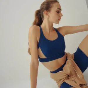 Hot Aje ATHLETICA Contrast Adjustable Strap Sports Bra 321 Midnight Blue/Beige