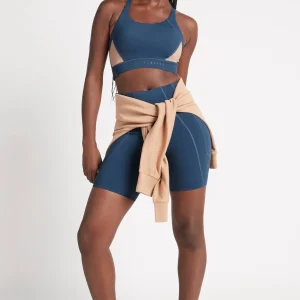 Hot Aje ATHLETICA Contrast Adjustable Strap Sports Bra 321 Midnight Blue/Beige
