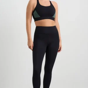 Fashion Aje ATHLETICA Contrast Adjustable Strap Sports Bra 321 Black Moss Green