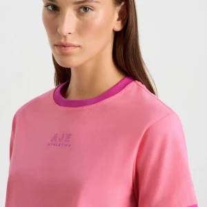 Clearance Aje ATHLETICA Contrast Bind Logo Tee 110 Deep Blush
