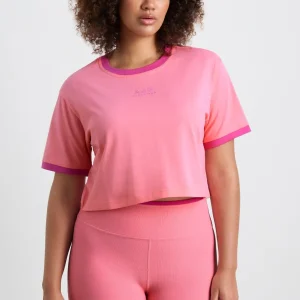 Clearance Aje ATHLETICA Contrast Bind Logo Tee 110 Deep Blush