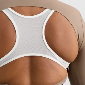 Shop Aje ATHLETICA Contrast Layered Crop Top 380 Dune/Winter White