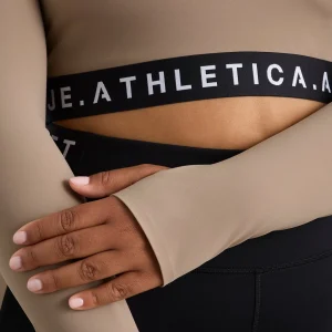 Shop Aje ATHLETICA Contrast Layered Crop Top 380 Dune/Winter White