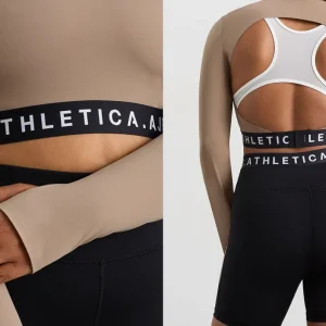 Shop Aje ATHLETICA Contrast Layered Crop Top 380 Dune/Winter White