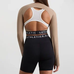 Shop Aje ATHLETICA Contrast Layered Crop Top 380 Dune/Winter White