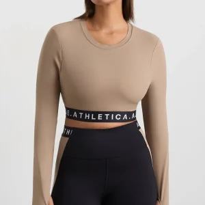 Shop Aje ATHLETICA Contrast Layered Crop Top 380 Dune/Winter White