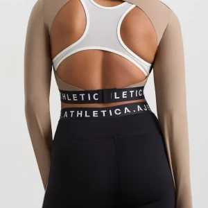 Shop Aje ATHLETICA Contrast Layered Crop Top 380 Dune/Winter White