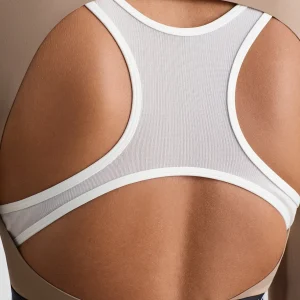 Shop Aje ATHLETICA Contrast Layered Crop Top 380 Dune/Winter White