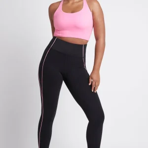 Clearance Aje ATHLETICA Contrast Logo Full Length Legging 203 Black/Dahlia Pink