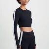 Discount Aje ATHLETICA Contrast Long Sleeve Crop Top 389 Black/White