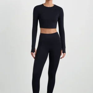 Discount Aje ATHLETICA Contrast Long Sleeve Crop Top 389 Black/White
